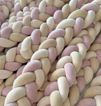 Braided crib bumper for baby crib – soft, handmade knot pillow bumper for newborns and infants – safe, breathable baby bedding protection – gender-neutral nursery decor – braided cushion for boys and girls – perfect for modern baby room styling – baby shower gift idea