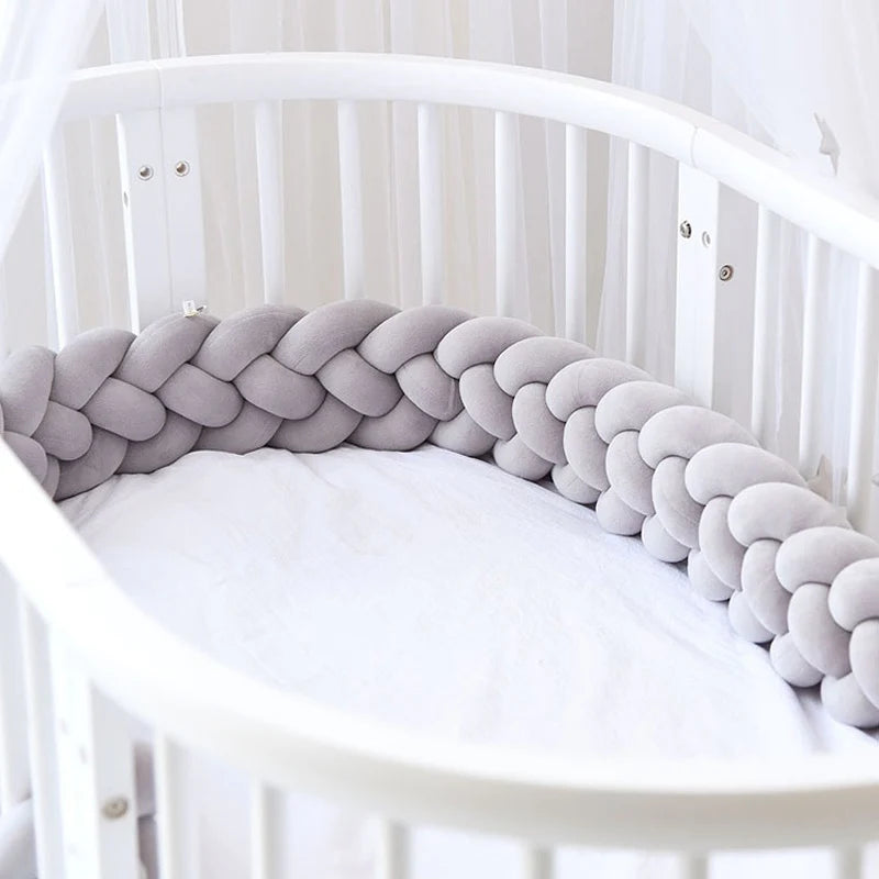 Braided Crib Bumper – 4 Strand | Premium Cotton & Hypoallergenic Fill