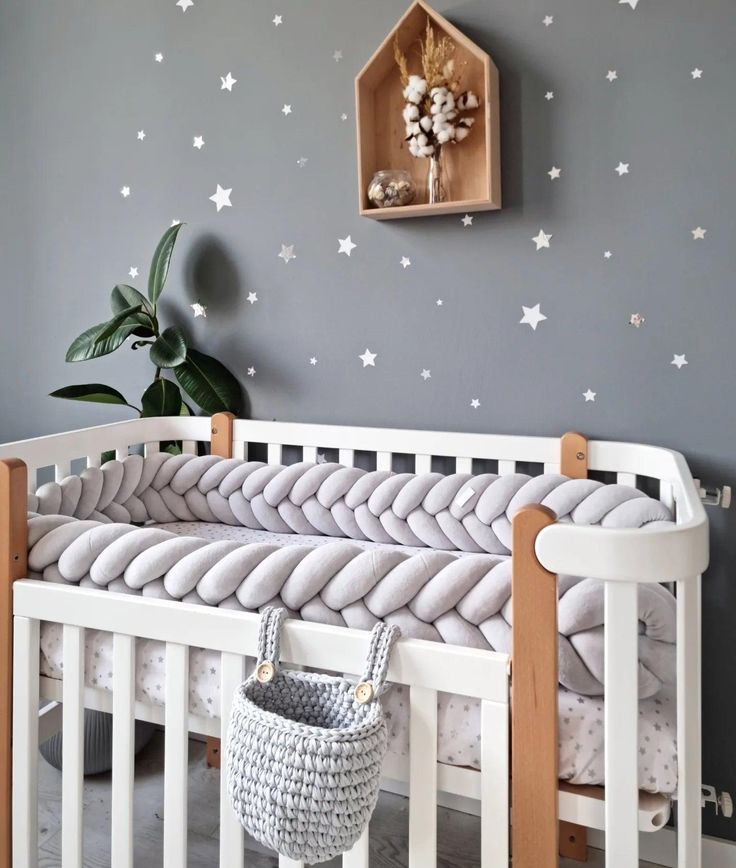 Braided Crib Bumper – Mermaid  | Premium Cotton & Hypoallergenic Fill