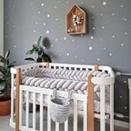 light gray mermaid braided crib bumper white crib star wall decal neutral nursery