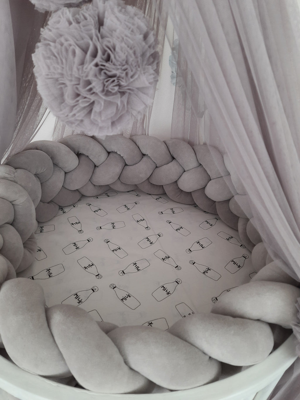 Braided Crib Bumper – 4 Strand | Premium Cotton & Hypoallergenic Fill