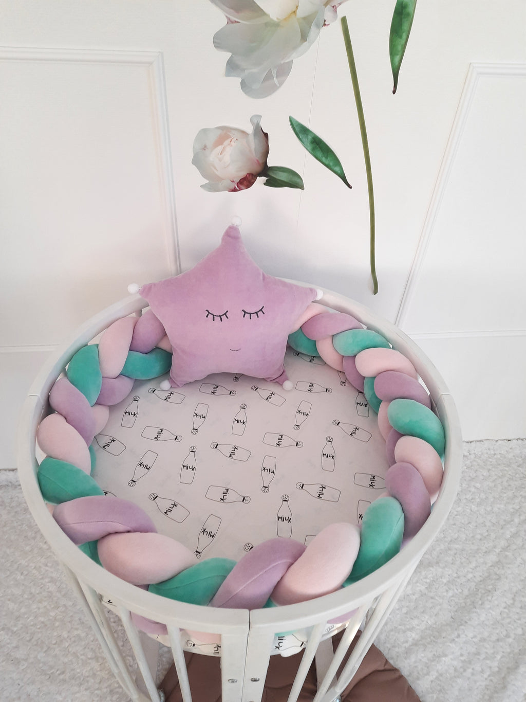 Braided Crib Bumper – 3 Strand | Soft Cotton Baby Bumper for Crib Protection & Nursery Decor