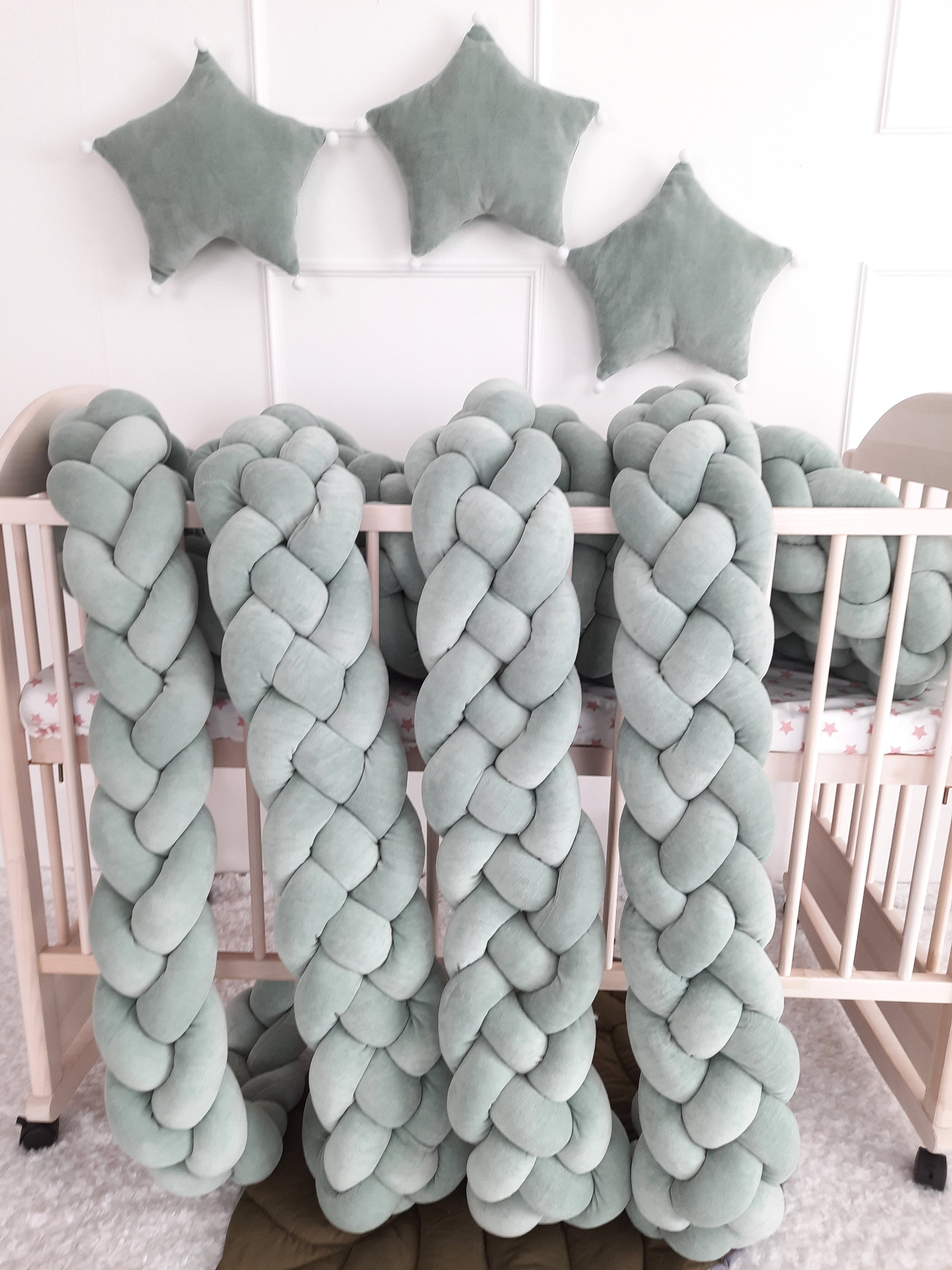 Braided Crib Bumper – 4 Strand | Premium Cotton & Hypoallergenic Fill