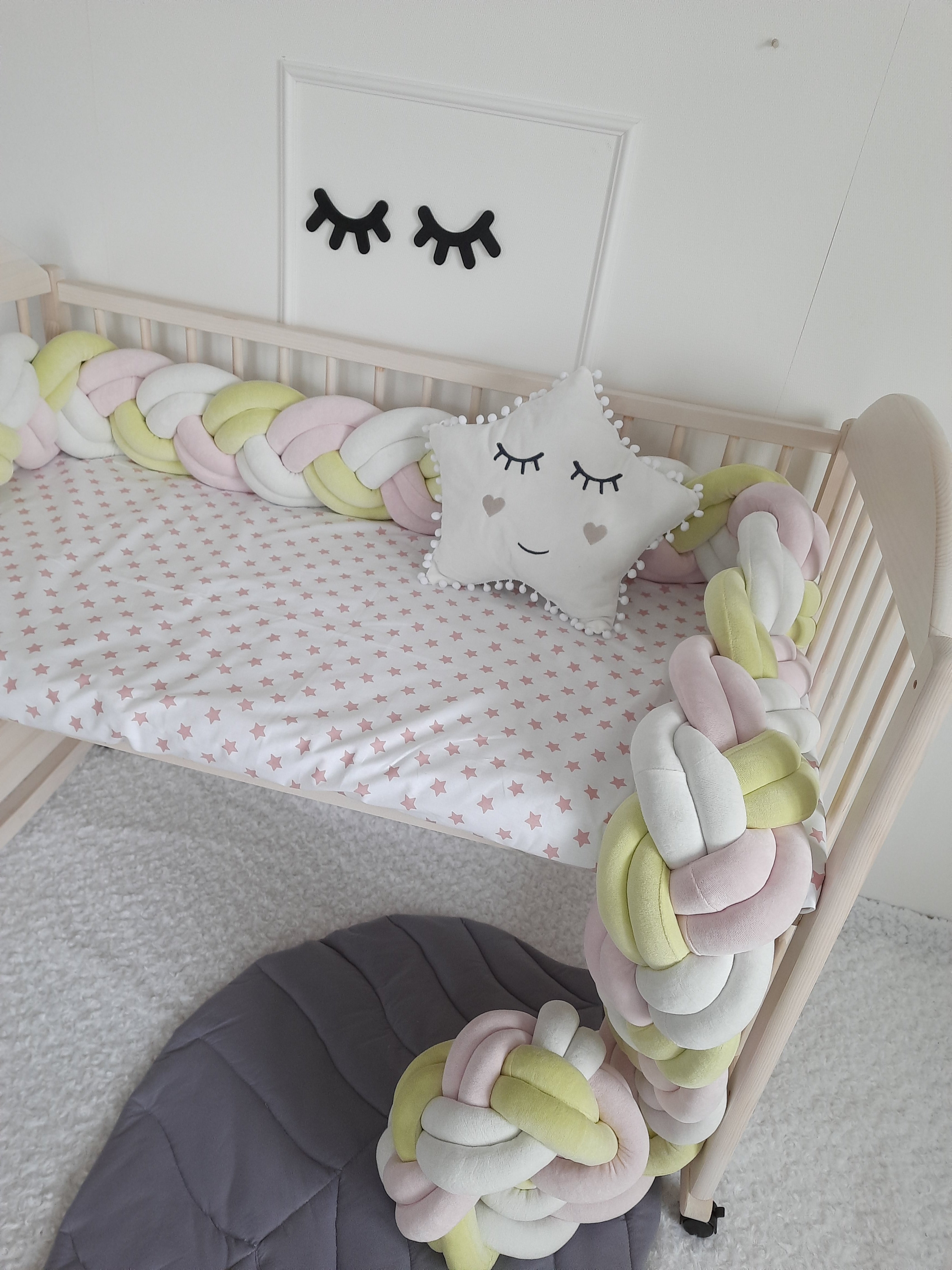 Double braided Crib Bumper | Premium Cotton & Hypoallergenic Fill