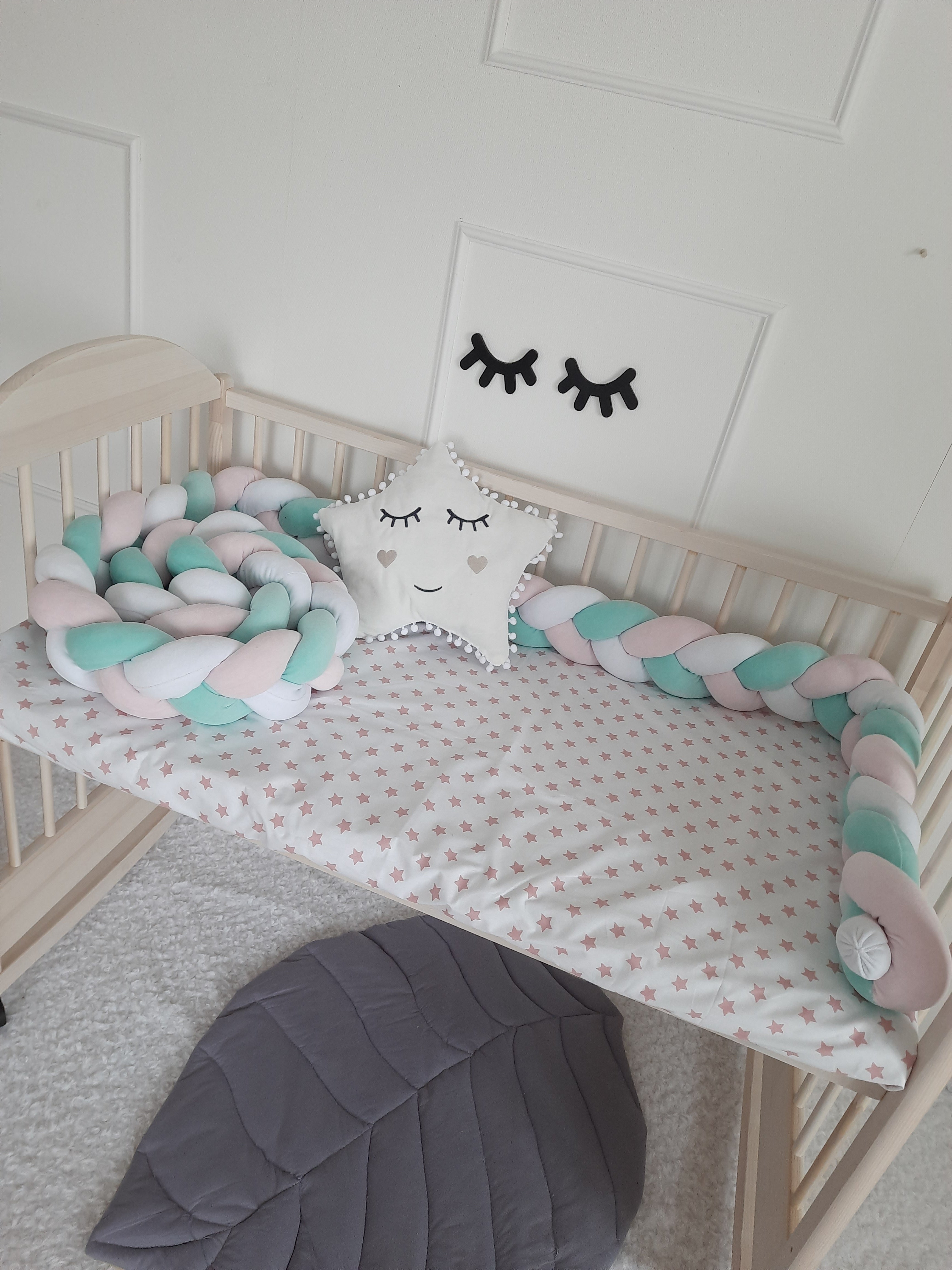 Braided Crib Bumper – 3 Strand | Soft Cotton Baby Bumper for Crib Protection & Nursery Decor