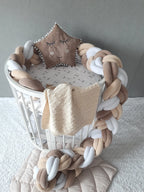 white beige brown mix double braided crib bumper round crib multicolor