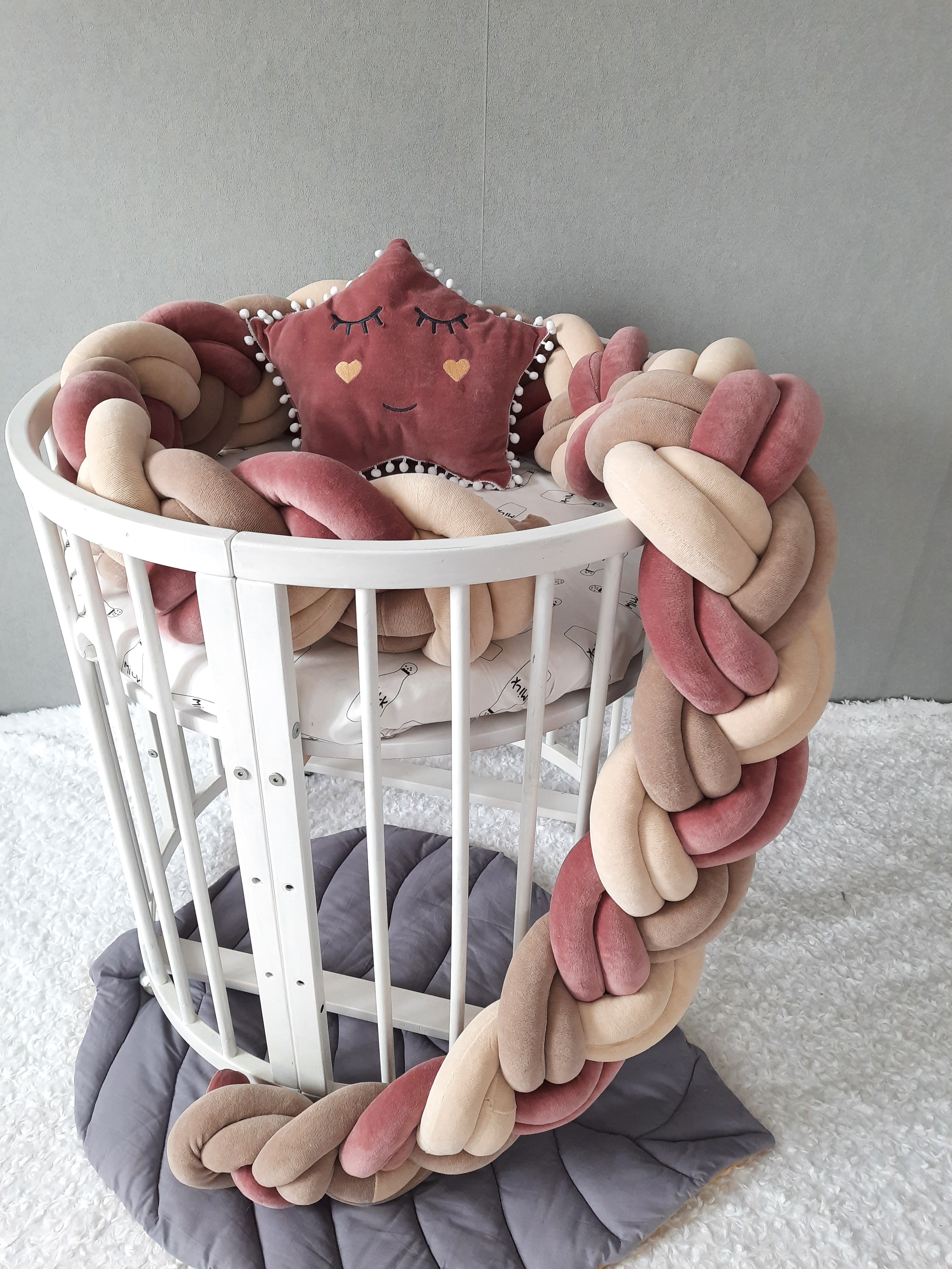 Double braided Crib Bumper | Premium Cotton & Hypoallergenic Fill