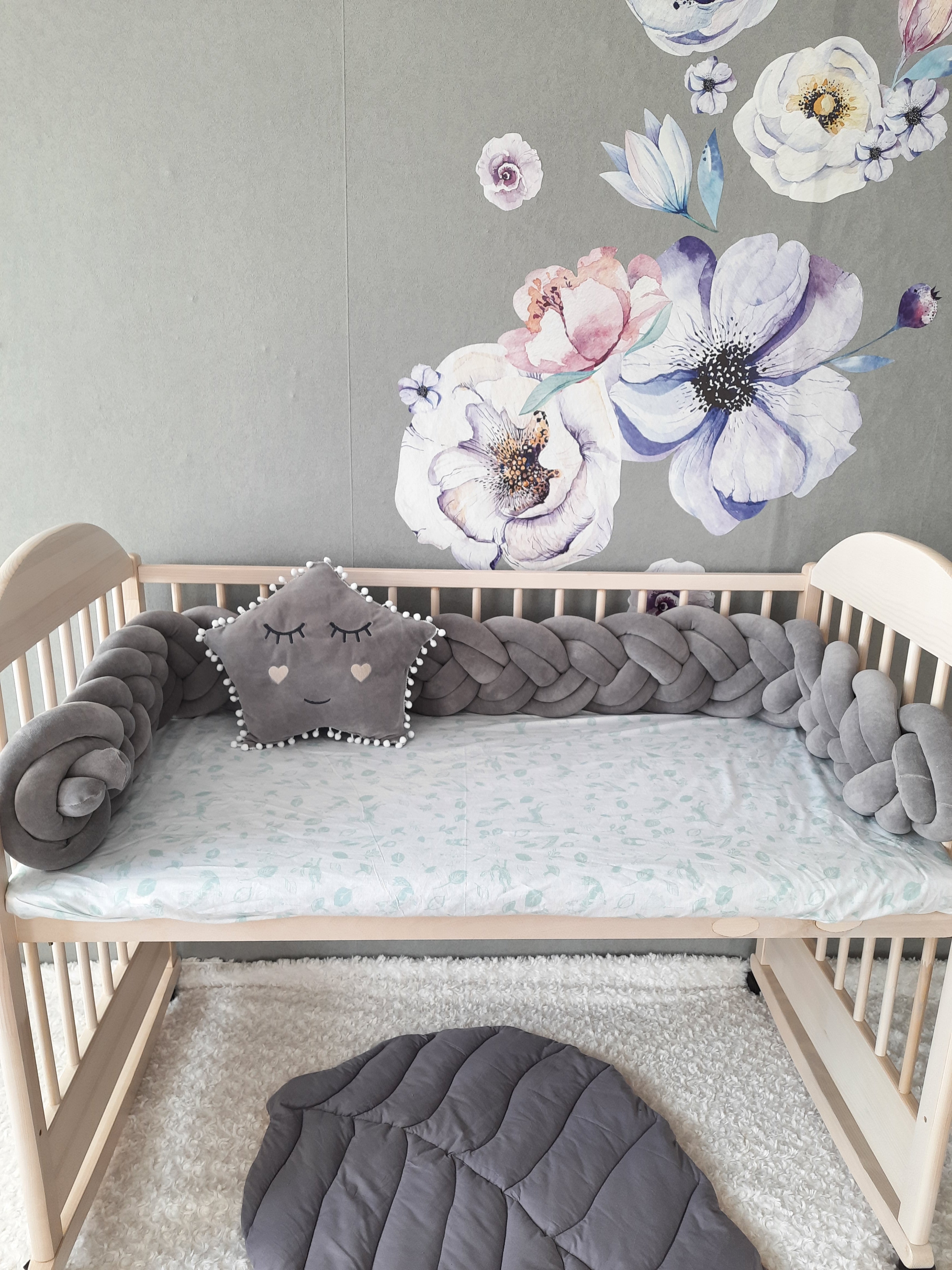 Double braided Crib Bumper | Premium Cotton & Hypoallergenic Fill