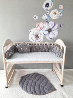 gray double braided crib bumper wooden crib with star pillow handmade cotton