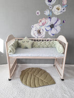 mint sage braided crib rail cover wooden crib neutral nursery OEKO-TEX certified