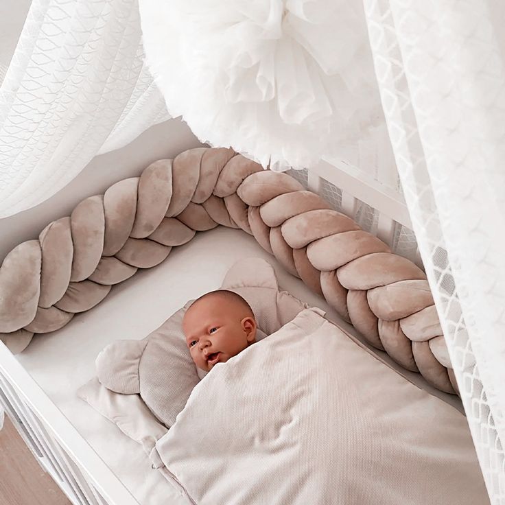 Braided Crib Bumper – Mermaid  | Premium Cotton & Hypoallergenic Fill