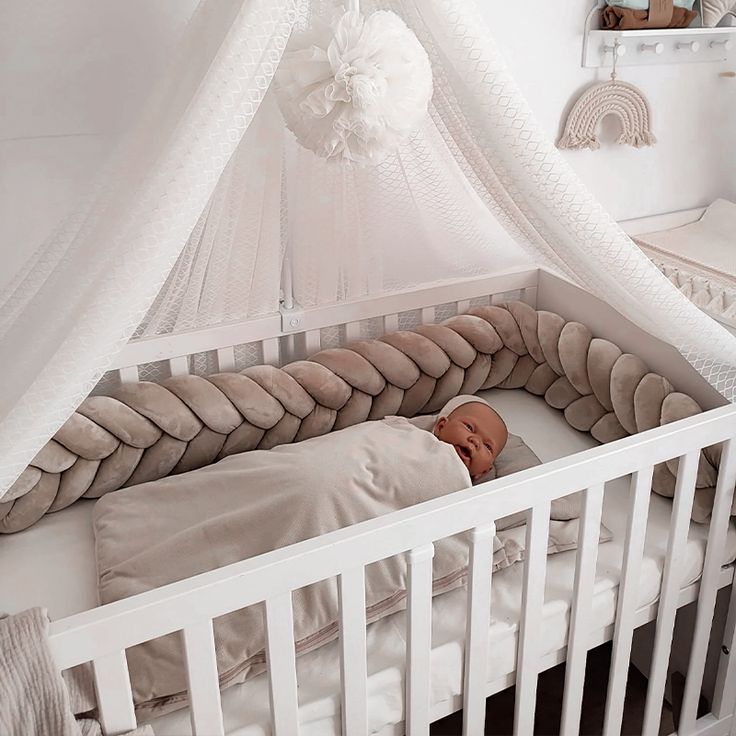 Braided Crib Bumper – Mermaid  | Premium Cotton & Hypoallergenic Fill