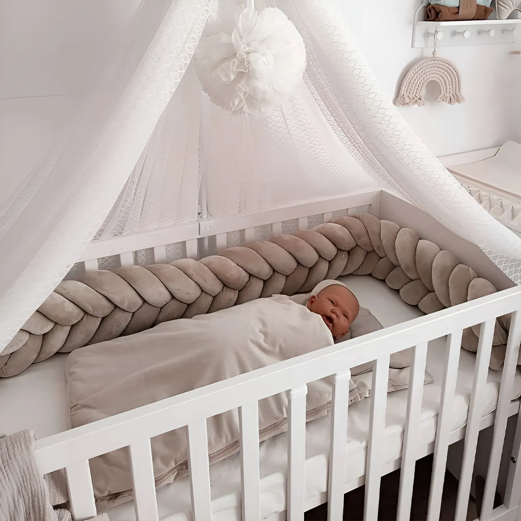 linen mermaid braid crib bumper newborn sleeping white crib canopy nursery