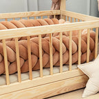 brown mermaid braid crib bumper wooden floor bed cotton velour crib rail cover