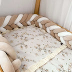 white cream mermaid braid crib bumper floor bed floral magnolia bedding nursery