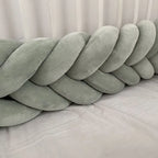 sage green mermaid braid crib bumper close-up cotton velour neutral nursery