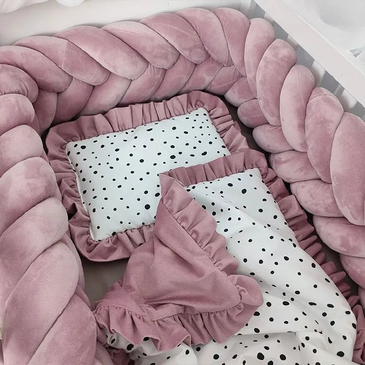 rose mermaid braided crib bumper round crib polka dot bedding girl nursery