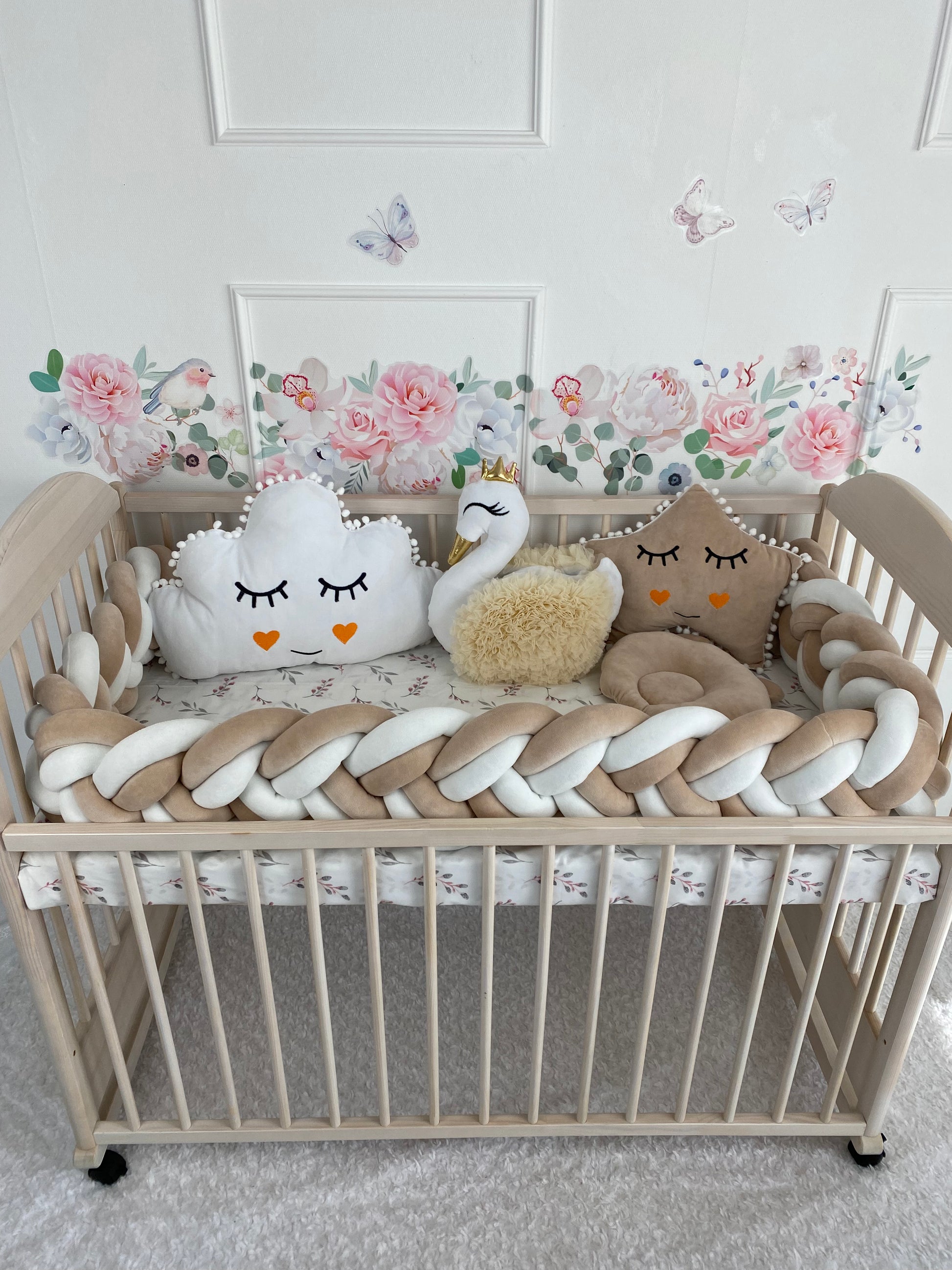 Double braided Crib Bumper  | Premium Cotton & Hypoallergenic Fill