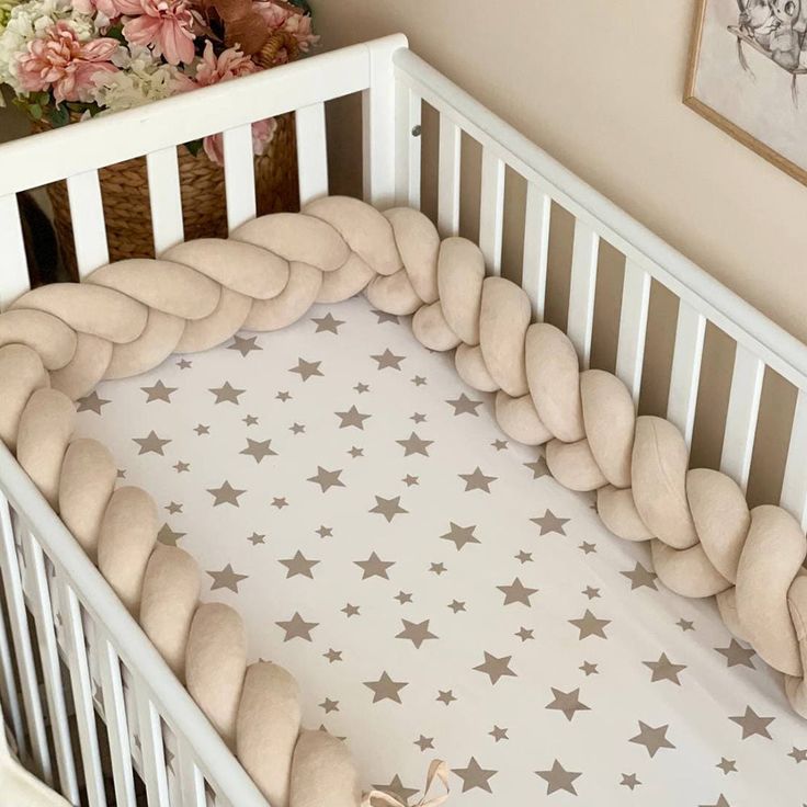 Braided Crib Bumper – 3 Strand | Soft Cotton Baby Bumper for Crib Protection & Nursery Decor