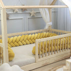 yellow mermaid braid crib bumper toddler floor bed wooden house frame nursery