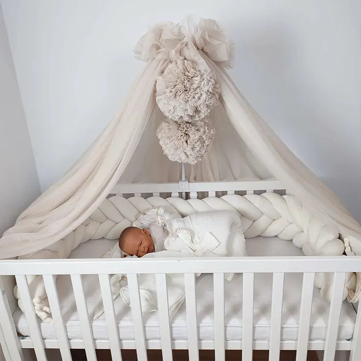 ivory mermaid braided crib bumper newborn white crib beige canopy