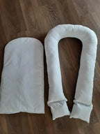 DockATot replacement set — pad and tube for Deluxe+ model, white organic cotton, placed on wooden floor