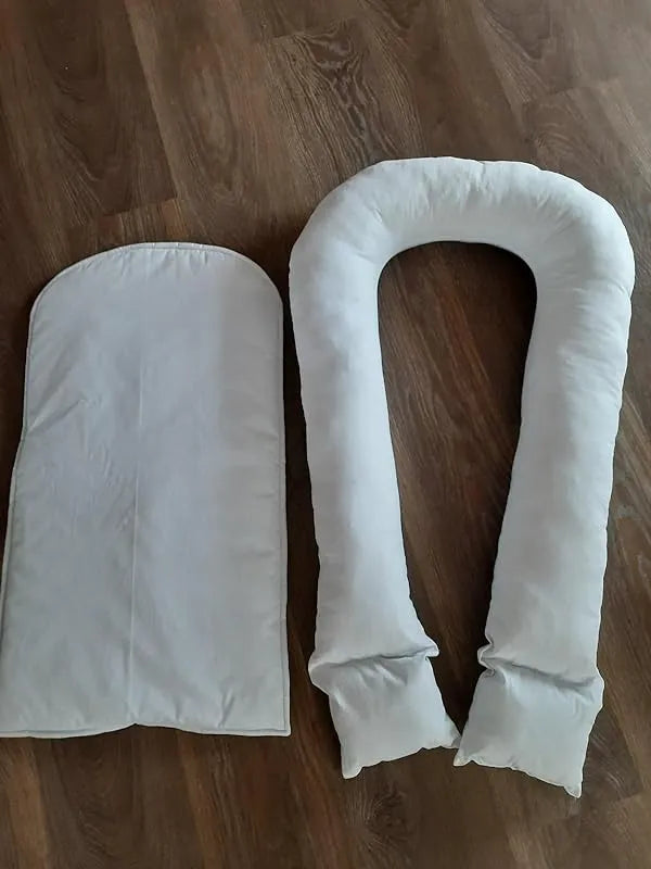 DockATot replacement set — pad and tube for Deluxe+ model, white organic cotton, placed on wooden floor