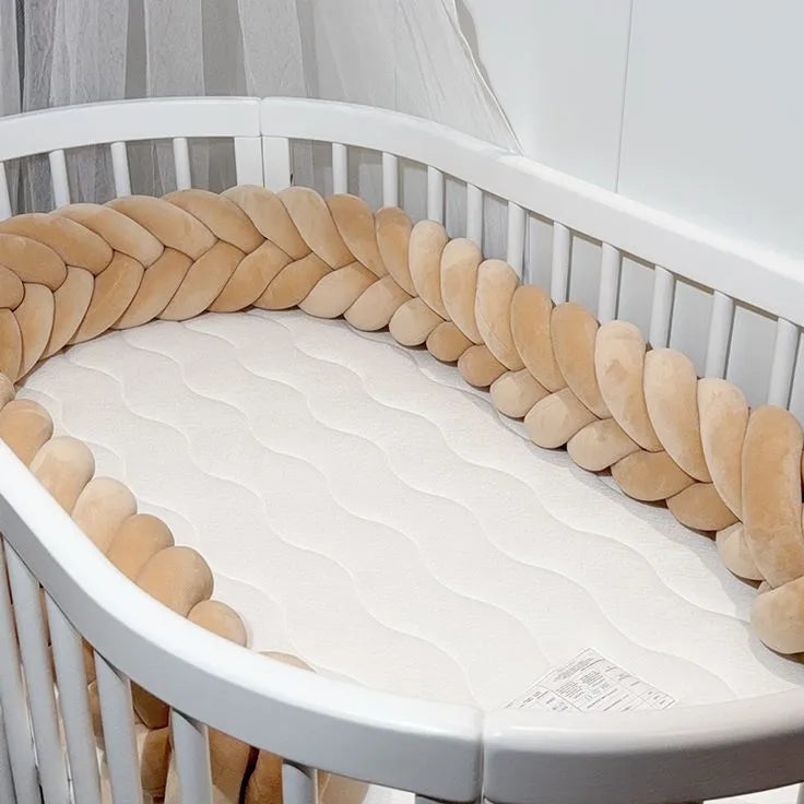 camel mermaid braided crib bumper round crib top view OEKO-TEX certified