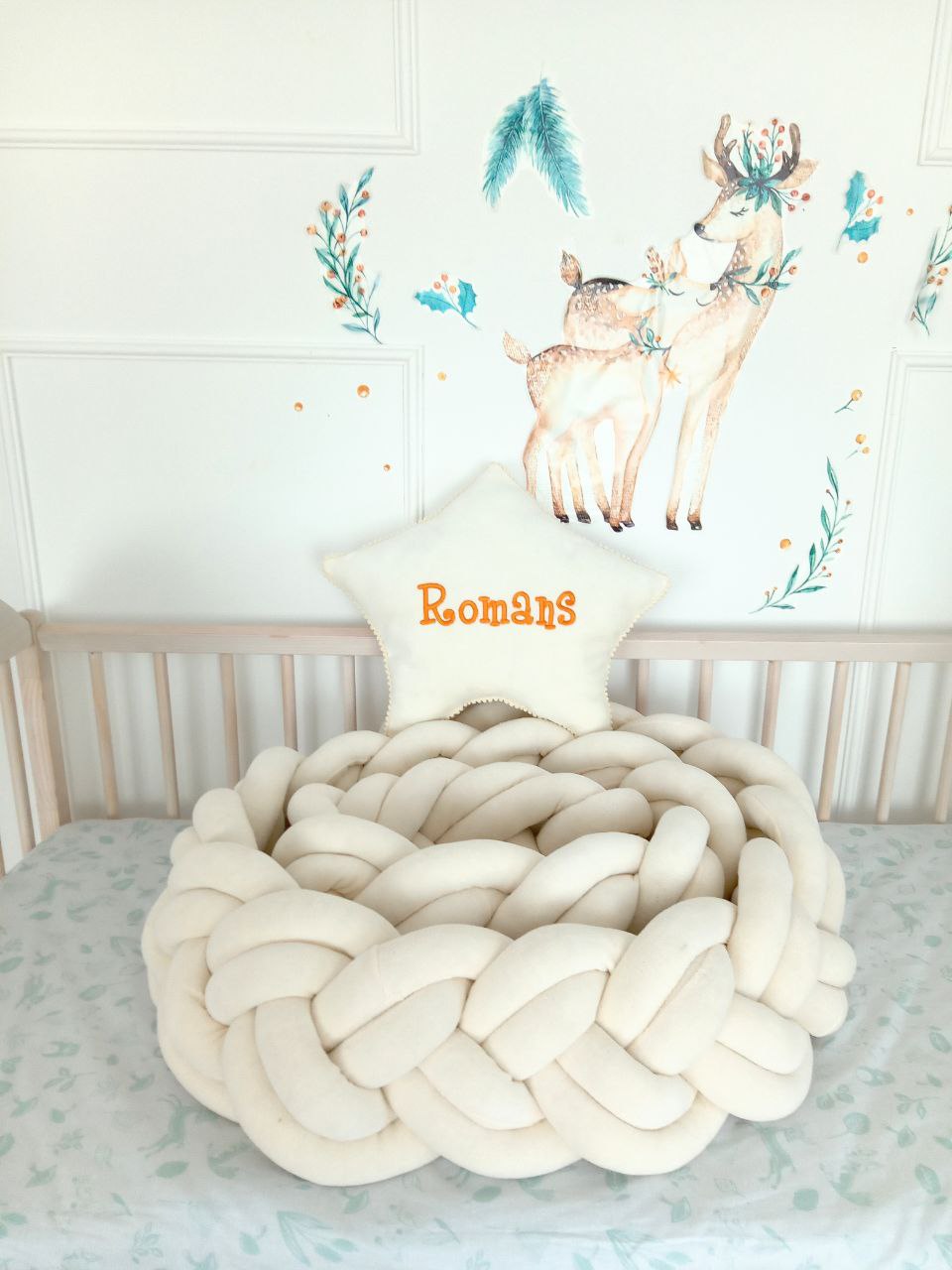 Double braided Crib Bumper  | Premium Cotton & Hypoallergenic Fill