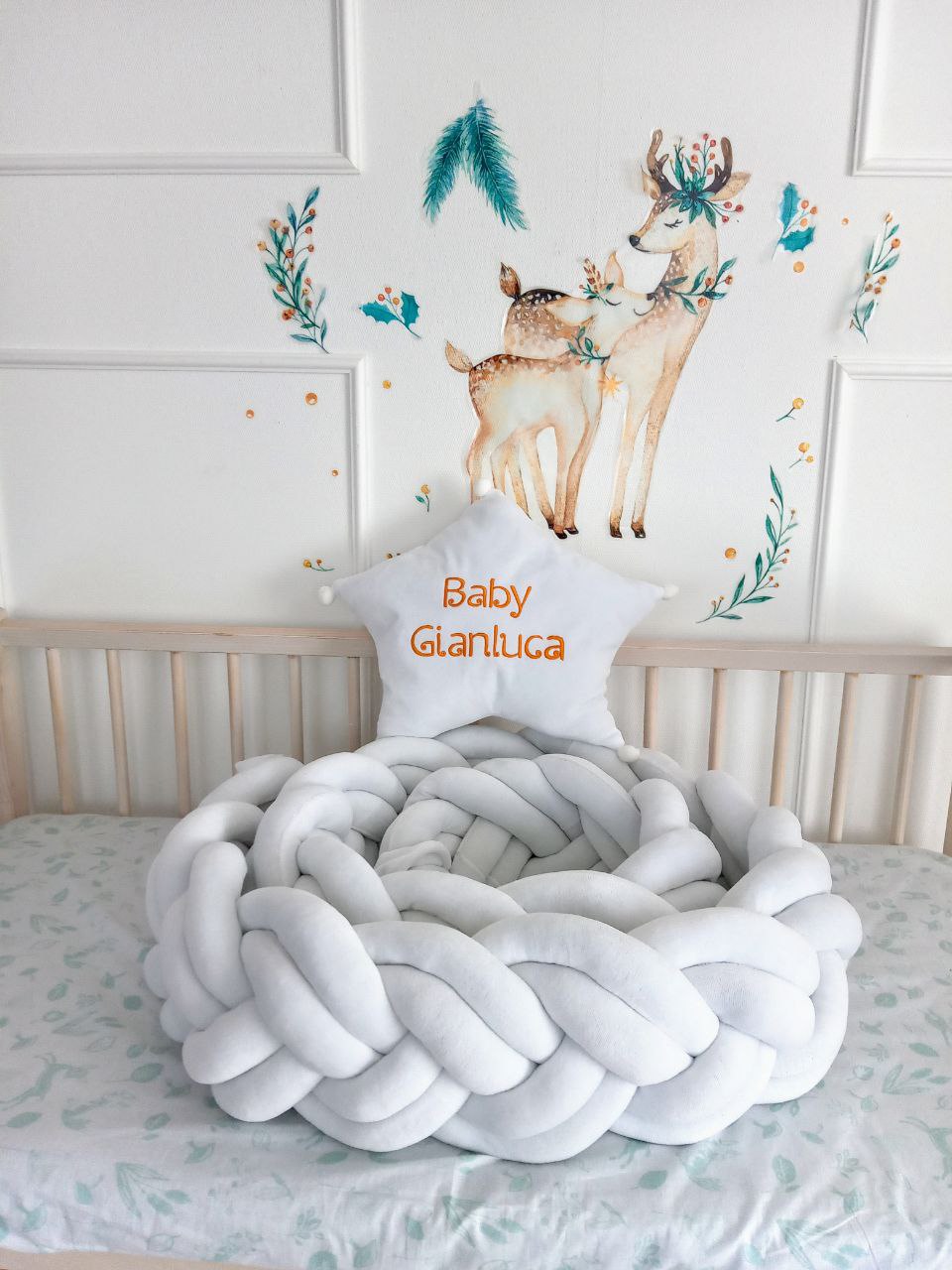 Double braided Crib Bumper | Premium Cotton & Hypoallergenic Fill