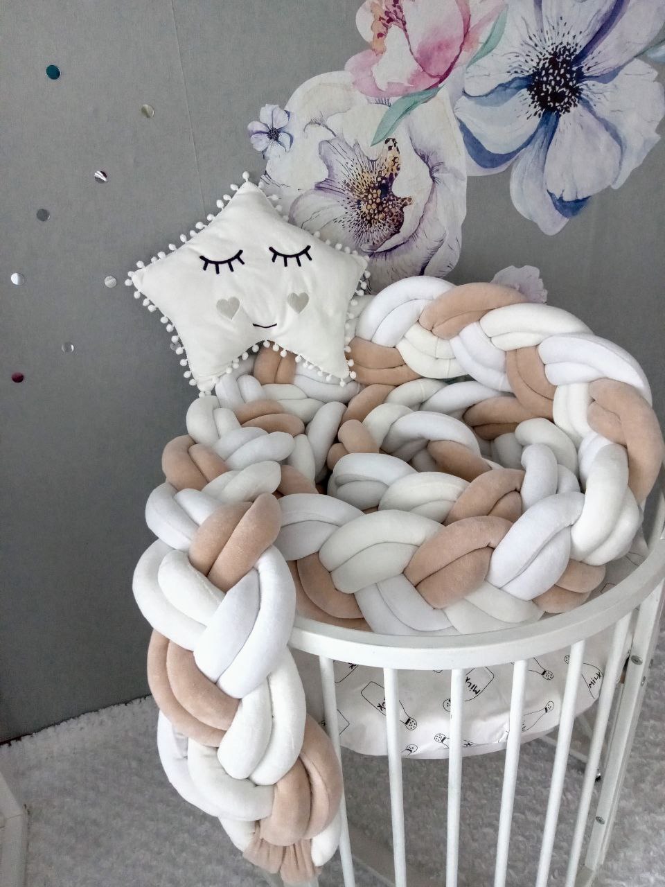 Double braided Crib Bumper | Premium Cotton & Hypoallergenic Fill