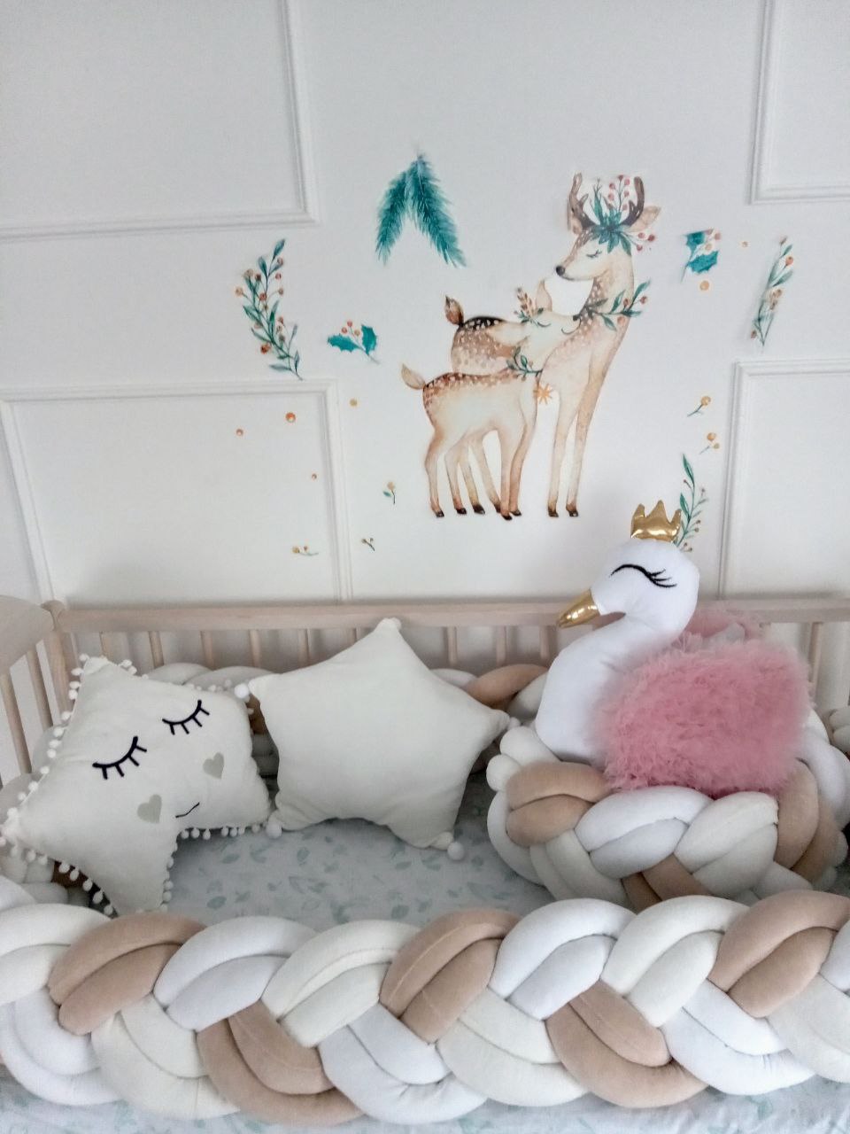 Double braided Crib Bumper | Premium Cotton & Hypoallergenic Fill